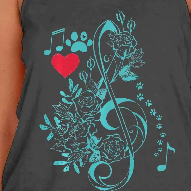 Treble Clef Music Paws Women's Knotted Racerback Tank