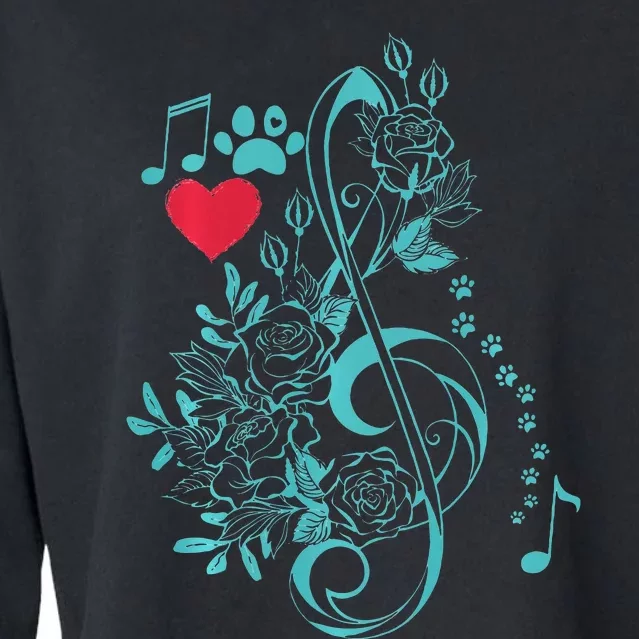 Treble Clef Music Paws Cropped Pullover Crew