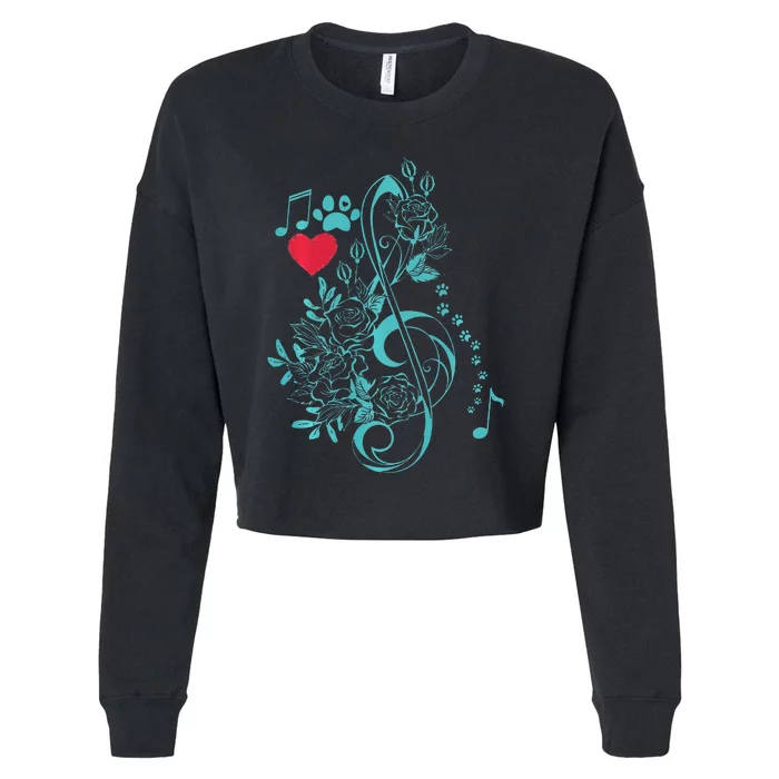 Treble Clef Music Paws Cropped Pullover Crew