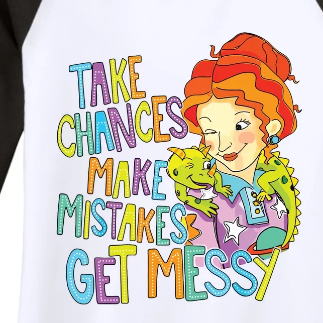 Take Chances Make Mistakes Get Messy Beauty Teacher Women's Tri-Blend 3/4-Sleeve Raglan Shirt