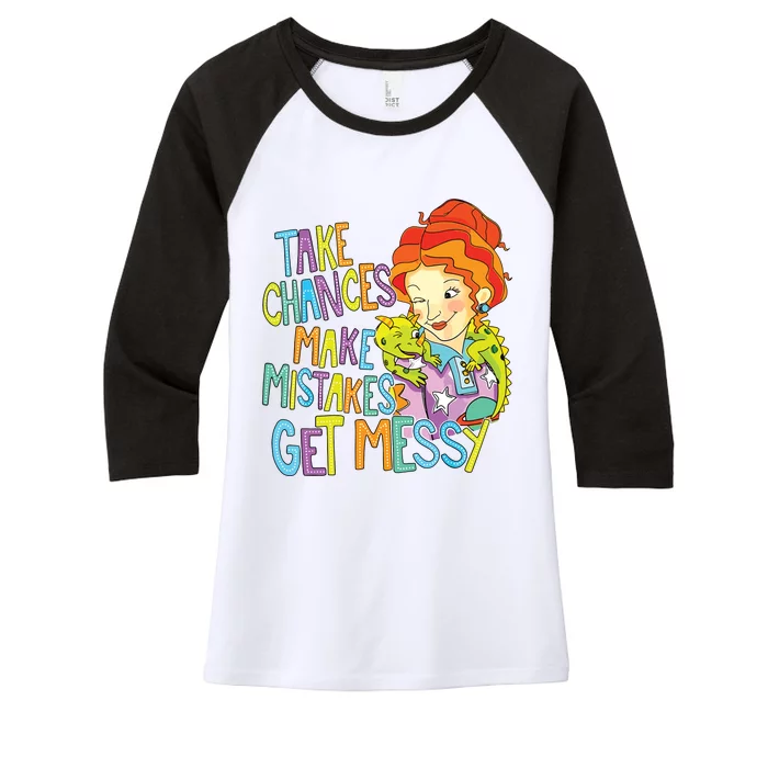 Take Chances Make Mistakes Get Messy Beauty Teacher Women's Tri-Blend 3/4-Sleeve Raglan Shirt