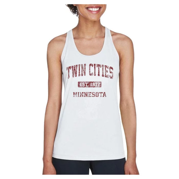 Twin Cities Minnesota Mn Vintage Athletic Sports Women's Racerback Tank