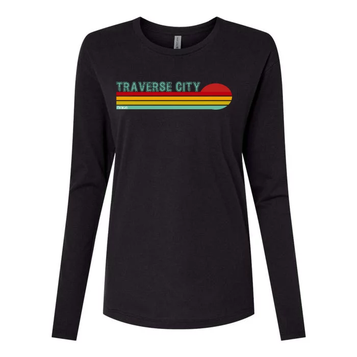 Traverse City Michigan Womens Cotton Relaxed Long Sleeve T-Shirt