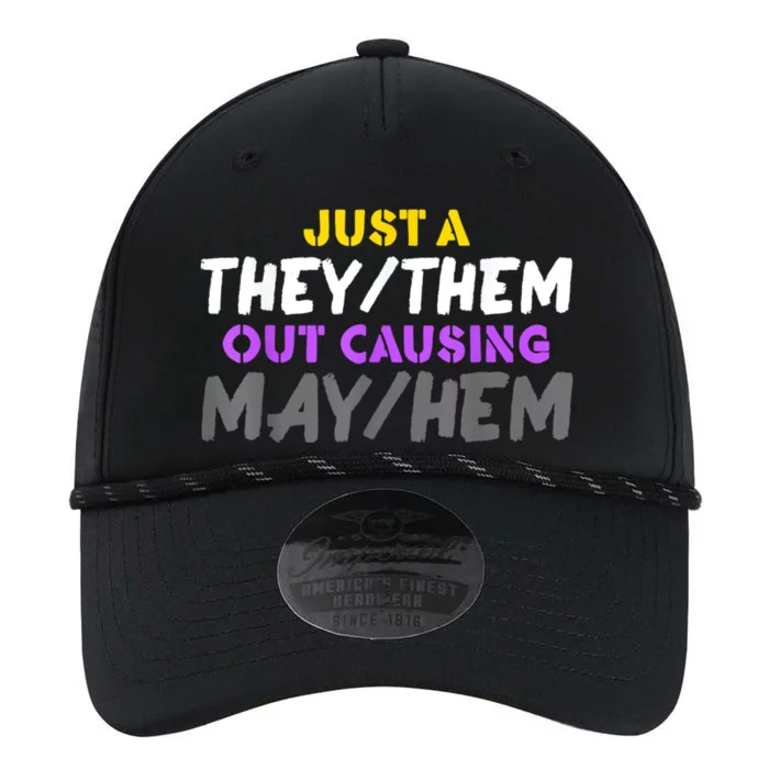 TheyThem Causing MayHem Funny Nonbinary Enby Pride LGBT NB Performance The Dyno Cap