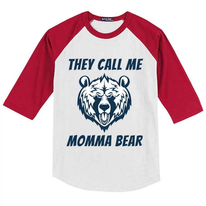 They Call Me Momma Bear Mothers Day Kids Colorblock Raglan Jersey