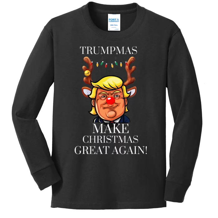 Trump Christmas MAGA Kids Long Sleeve Shirt