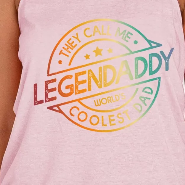 They Call Me Legendary Worlds Coolest Dad Fathers Day Gift Women's Knotted Racerback Tank