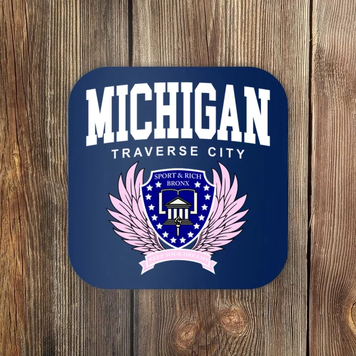 Traverse City Michigan Classy Logo Coaster