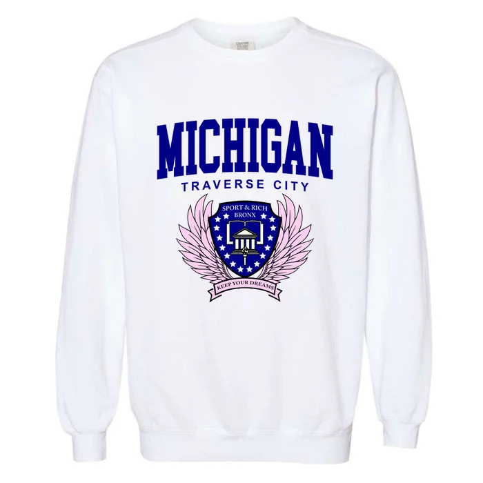 Traverse City Michigan Classy Logo Garment-Dyed Sweatshirt