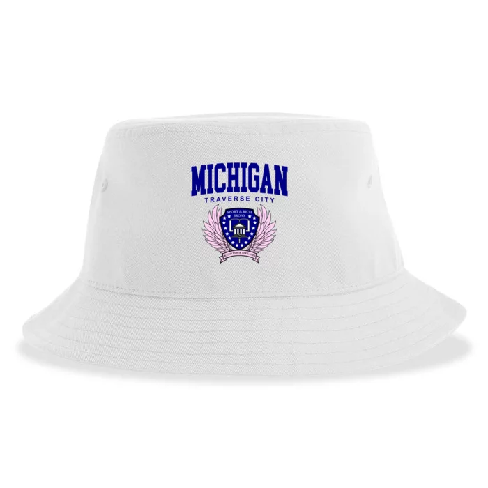 Traverse City Michigan Classy Logo Sustainable Bucket Hat