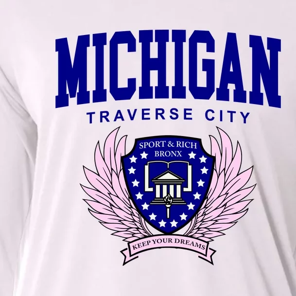 Traverse City Michigan Classy Logo Cooling Performance Long Sleeve Crew