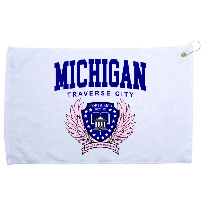 Traverse City Michigan Classy Logo Grommeted Golf Towel