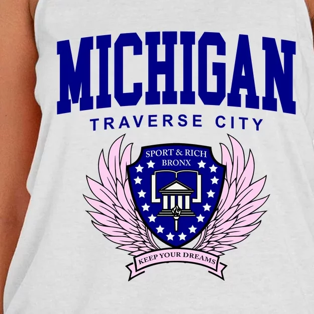 Traverse City Michigan Classy Logo Women's Knotted Racerback Tank