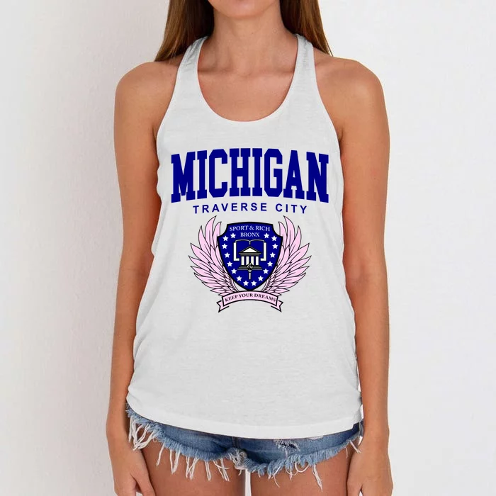 Traverse City Michigan Classy Logo Women's Knotted Racerback Tank