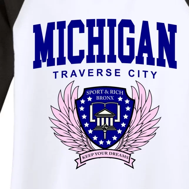 Traverse City Michigan Classy Logo Women's Tri-Blend 3/4-Sleeve Raglan Shirt