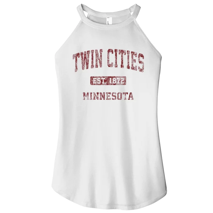 Twin Cities Minnesota Mn Vintage Athletic Sports Design Women’s Perfect Tri Rocker Tank