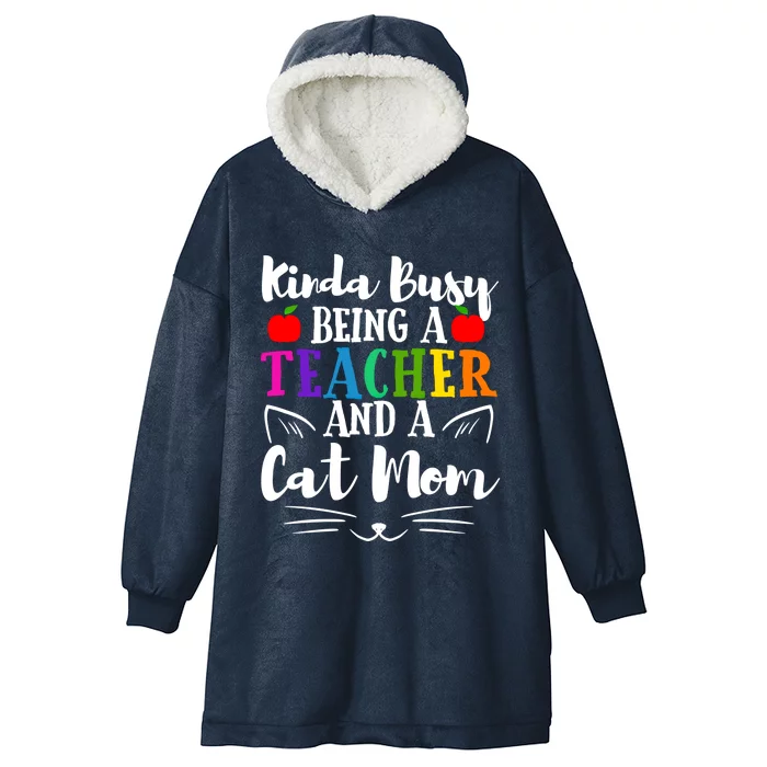 Teacher Cat Mom Owner Funny Thank You Appreciation Gift Hooded Wearable Blanket