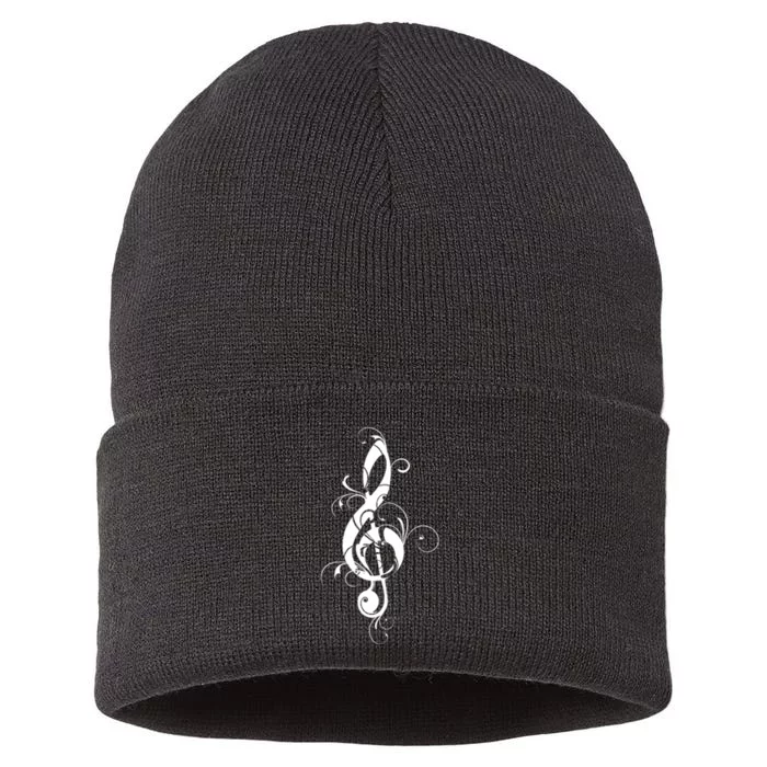 Treble Clef Music Symbol Musical Notes Sheet Music Sustainable Knit Beanie