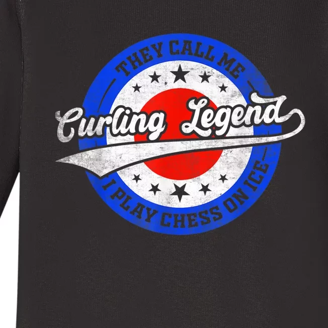 They Call Me Curling Legend I Play Chess On Ice Baby Long Sleeve Bodysuit