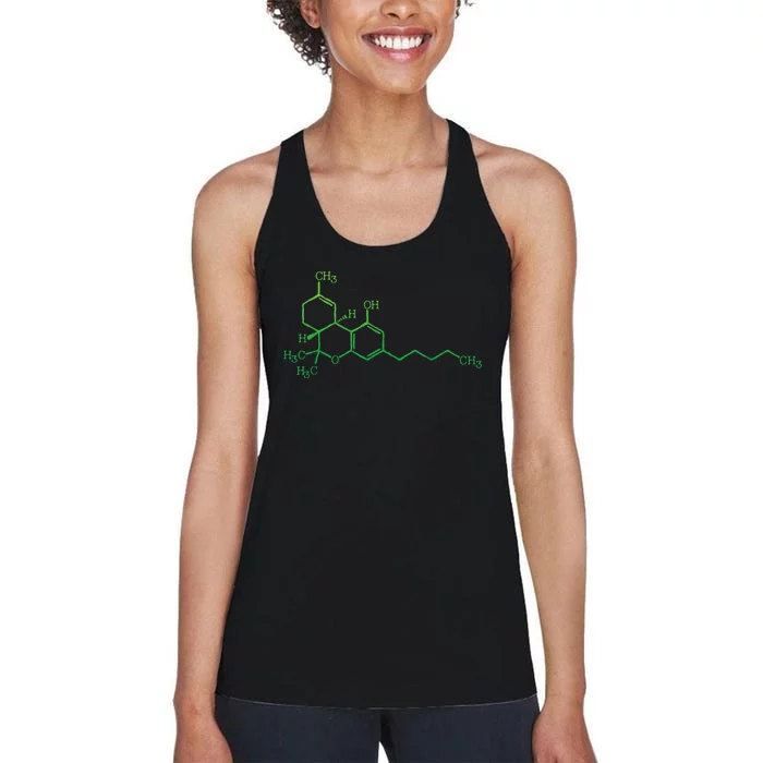 THC Cannabis Marijuana Medicine Chemical Formula Women's Racerback Tank