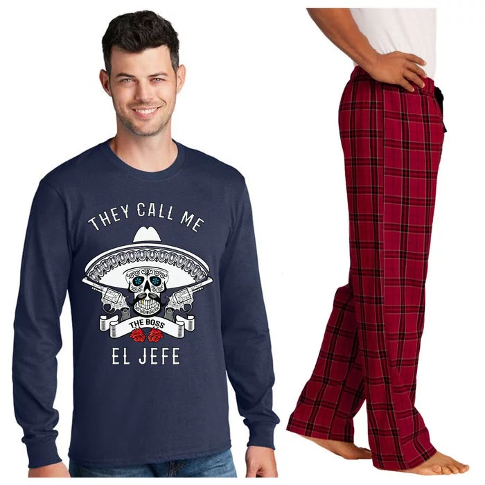 They Call Me El Jefe The Boss Joke Cinco De Mayo Long Sleeve Pajama Set