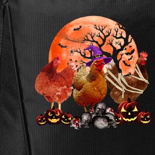 Three Chicken Mummy Witch Pumpkin Farmer Pet Lover Halloween Cute Gift City Backpack