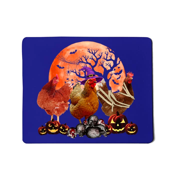 Three Chicken Mummy Witch Pumpkin Farmer Pet Lover Halloween Cute Gift Mousepad