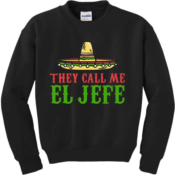 They Call Me El Jefe Mexican Bearded Men Kids Sweatshirt