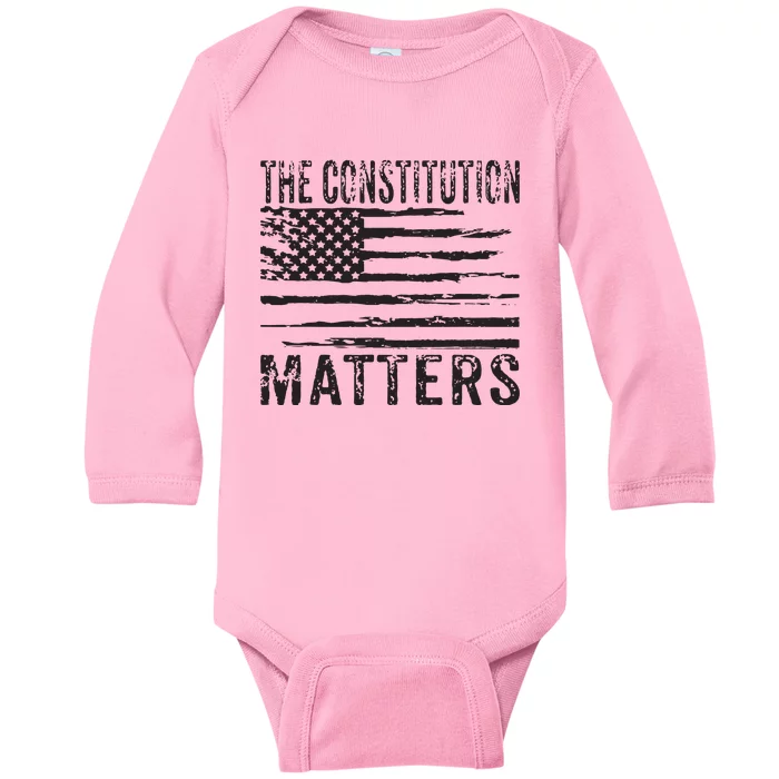 The Constitution Matters Vintage Patriotic American Flag Baby Long Sleeve Bodysuit