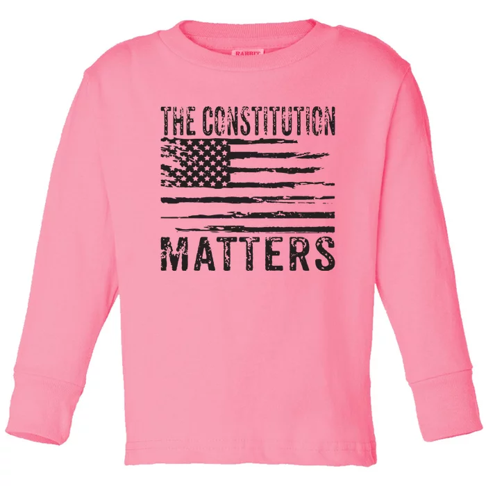 The Constitution Matters Vintage Patriotic American Flag Toddler Long Sleeve Shirt