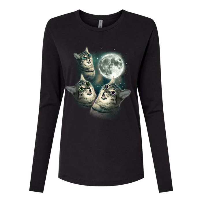 Three Cat Moon Funny Wolves Parody Great Gift Womens Cotton Relaxed Long Sleeve T-Shirt