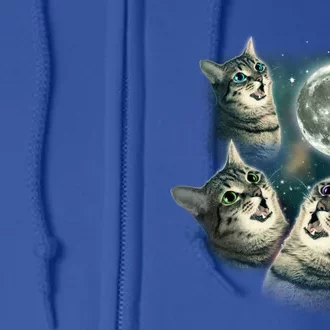 Three Cat Moon Funny Wolves Parody Great Gift Full Zip Hoodie