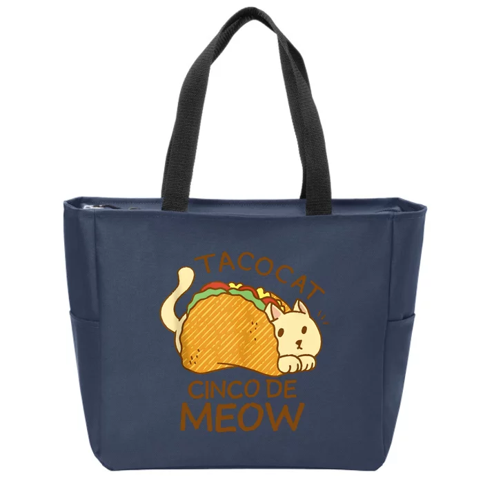 Taco Cat Mexican Cinco De Mayo Zip Tote Bag