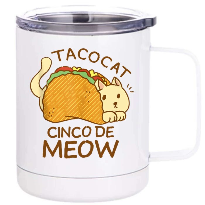 Taco Cat Mexican Cinco De Mayo Front & Back 12oz Stainless Steel Tumbler Cup