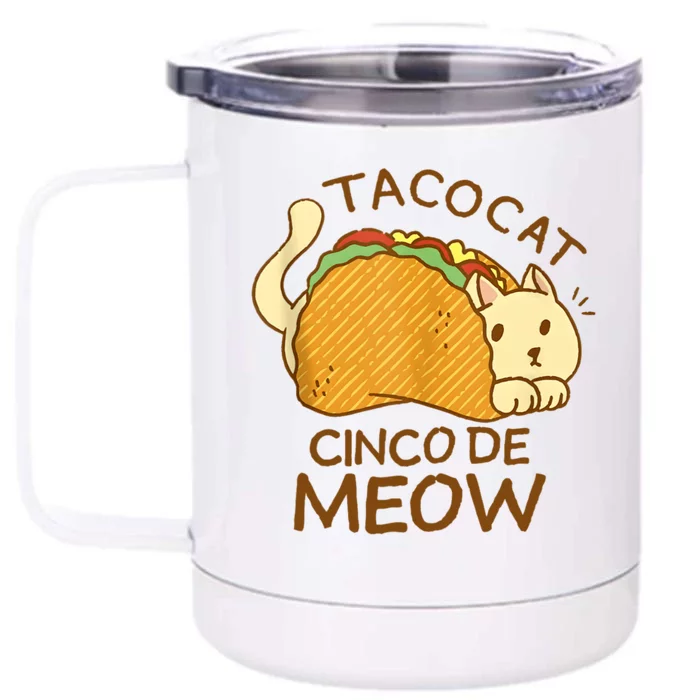 Taco Cat Mexican Cinco De Mayo Front & Back 12oz Stainless Steel Tumbler Cup