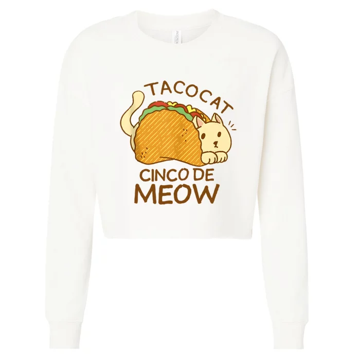 Taco Cat Mexican Cinco De Mayo Cropped Pullover Crew