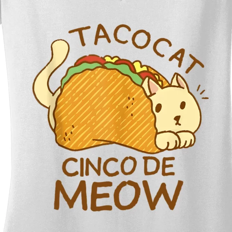 Taco Cat Mexican Cinco De Mayo Women's V-Neck T-Shirt