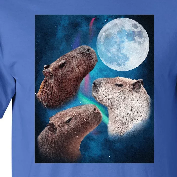 Three Capybaras Moon And Nighttime Sky Tall T-Shirt