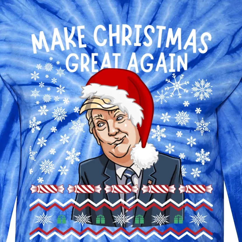 Trump Christmas Make Christmas Great Funny Matching Pajama Gift Tie-Dye Long Sleeve Shirt