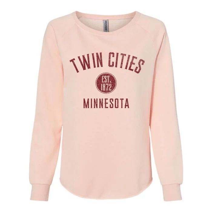 Twin Cities Minnesota Varsity Vintage Distressed Style Womens California Wash Sweatshirt