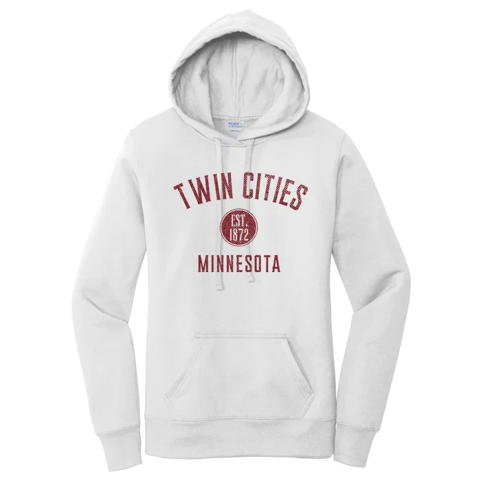 Twin Cities Minnesota Varsity Vintage Distressed Style Women's Pullover Hoodie