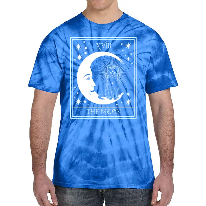 Tarot Card Moon And Cat Graphic Wicca Pagan Witch Halloween Funny Gift Tie-Dye T-Shirt