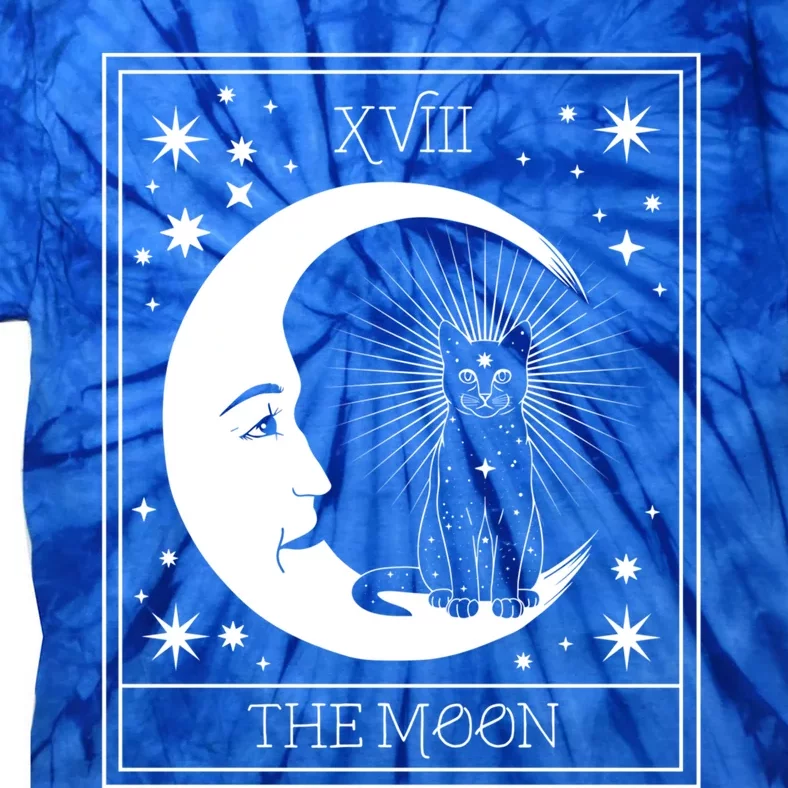 Tarot Card Moon And Cat Graphic Wicca Pagan Witch Halloween Funny Gift Tie-Dye T-Shirt