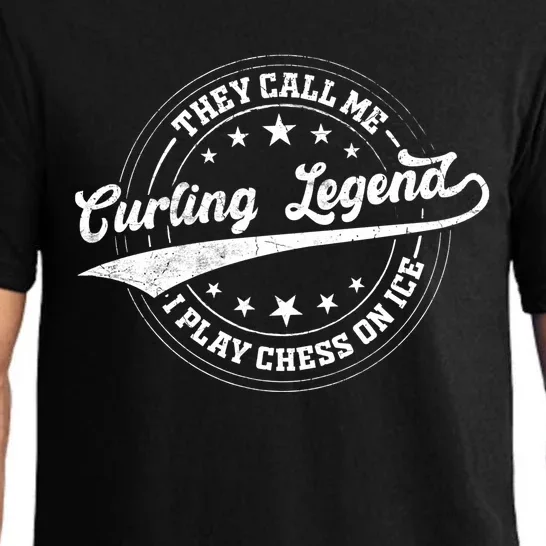 They Call Me Curling Legend I Play Chess On Ice Curling Gift Pajama Set