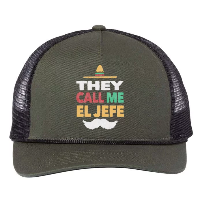 They Call Me El Jefe Fiesta Mexican Party Hat Gift Tee Retro Rope Trucker Hat Cap