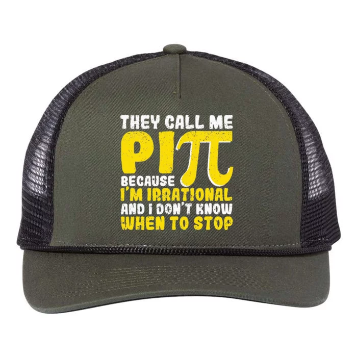 They Call Me Pi Because Im Irrational Back To School Pi Day Retro Rope Trucker Hat Cap