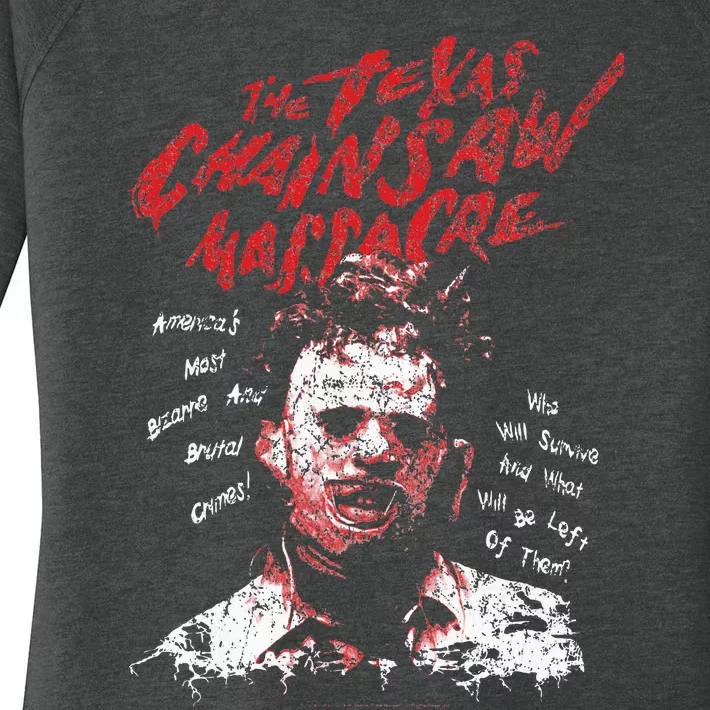 Texas Chainsaw Massacre Leatherface Word Crown Women's Perfect Tri Tunic Long Sleeve Shirt