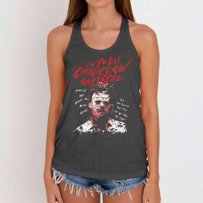 Texas Chainsaw Massacre Leatherface Word Crown Women's Knotted Racerback Tank