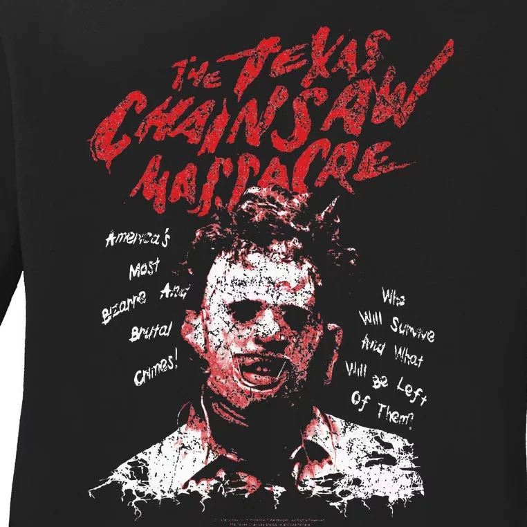 Texas Chainsaw Massacre Leatherface Word Crown Ladies Long Sleeve Shirt