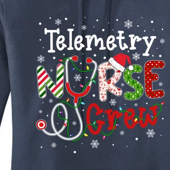 Telemetry Christmas Nurse Crew Nursing Christmas Pattern Great Gift Women's Pullover Hoodie